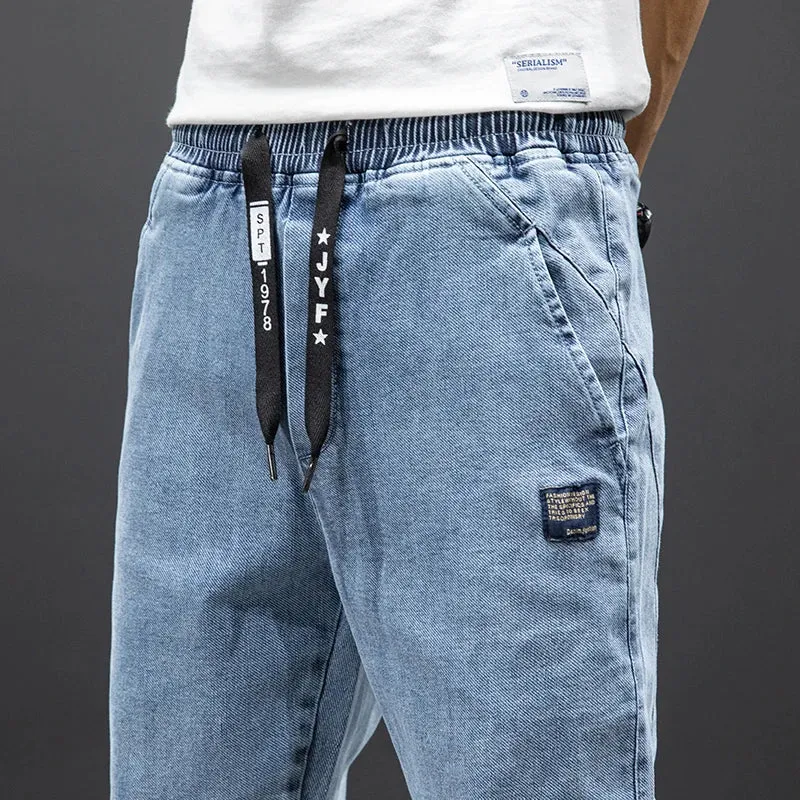 Summer Black Blue drawstrings Cargo Jeans denim Joggers