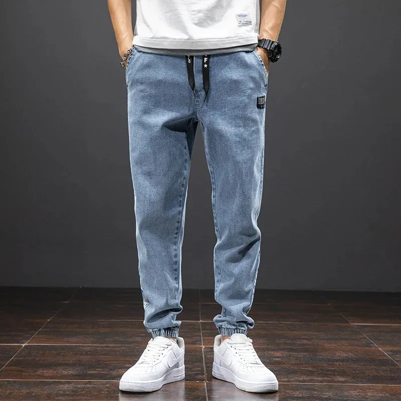Summer Black Blue drawstrings Cargo Jeans denim Joggers