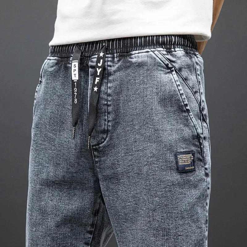 Summer Black Blue drawstrings Cargo Jeans denim Joggers