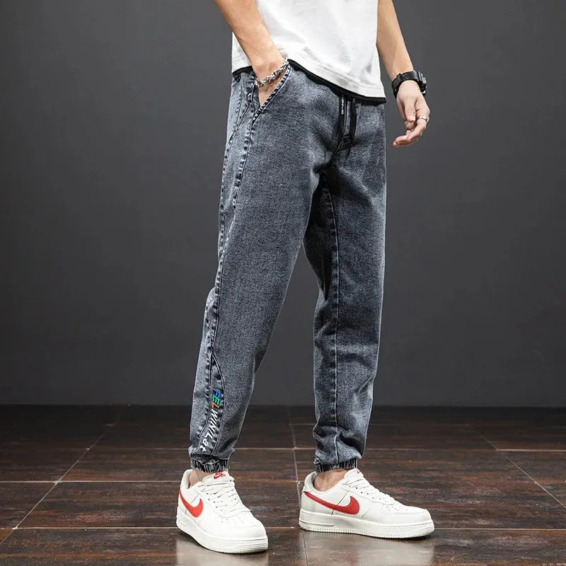 Summer Black Blue drawstrings Cargo Jeans denim Joggers