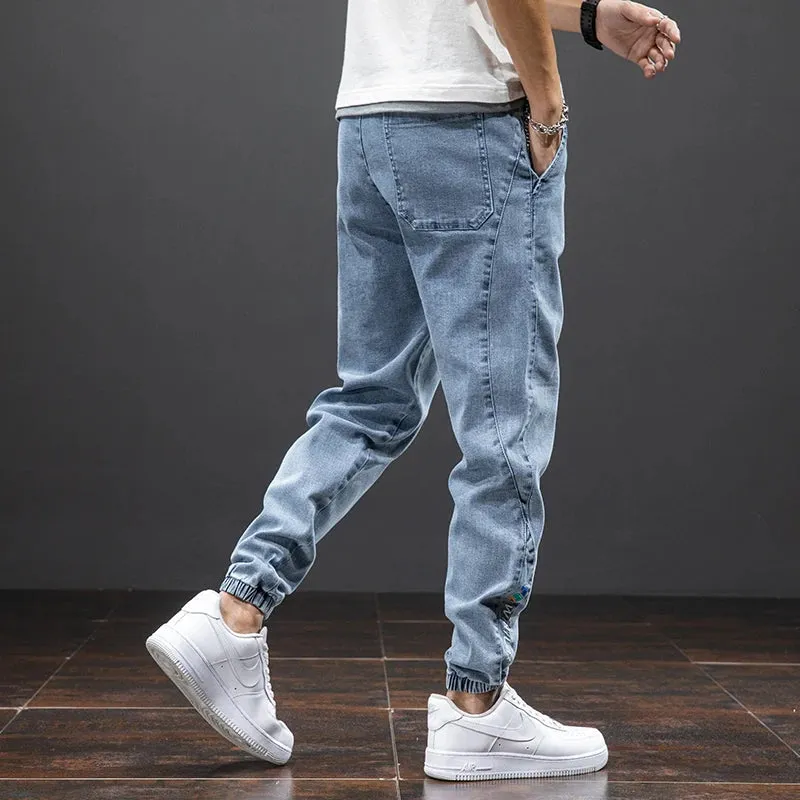 Summer Black Blue drawstrings Cargo Jeans denim Joggers
