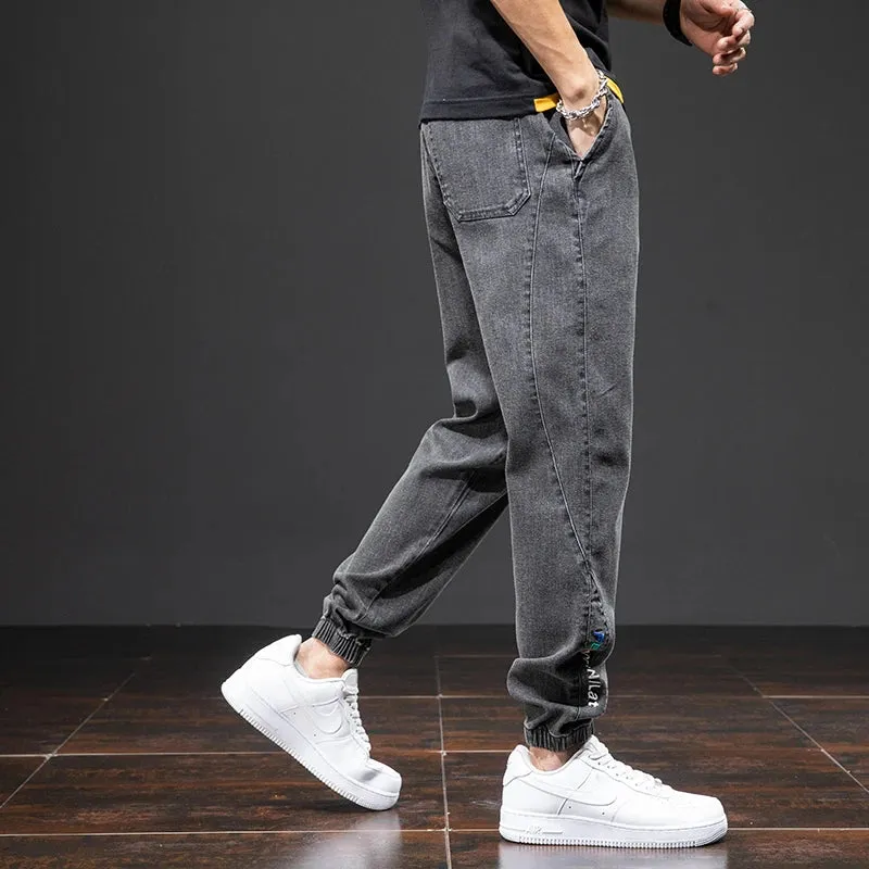 Summer Black Blue drawstrings Cargo Jeans denim Joggers