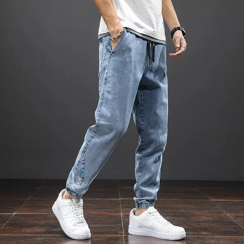 Summer Black Blue drawstrings Cargo Jeans denim Joggers