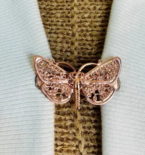 Sweater Clips Butterfly Sweater Clip for Cardigan Clasp Filigree Dress Clip Rose Gold Jewelry Birthday Gift for Mom Gift for Her by Fabulici