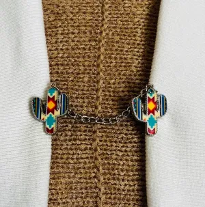 Sweater Clips Southwestern Cactus Sweater Clip Chain with Clips Dress Clip for Cardigan Tribal Kimono Gift for Mom Gift for Her by Fabulici