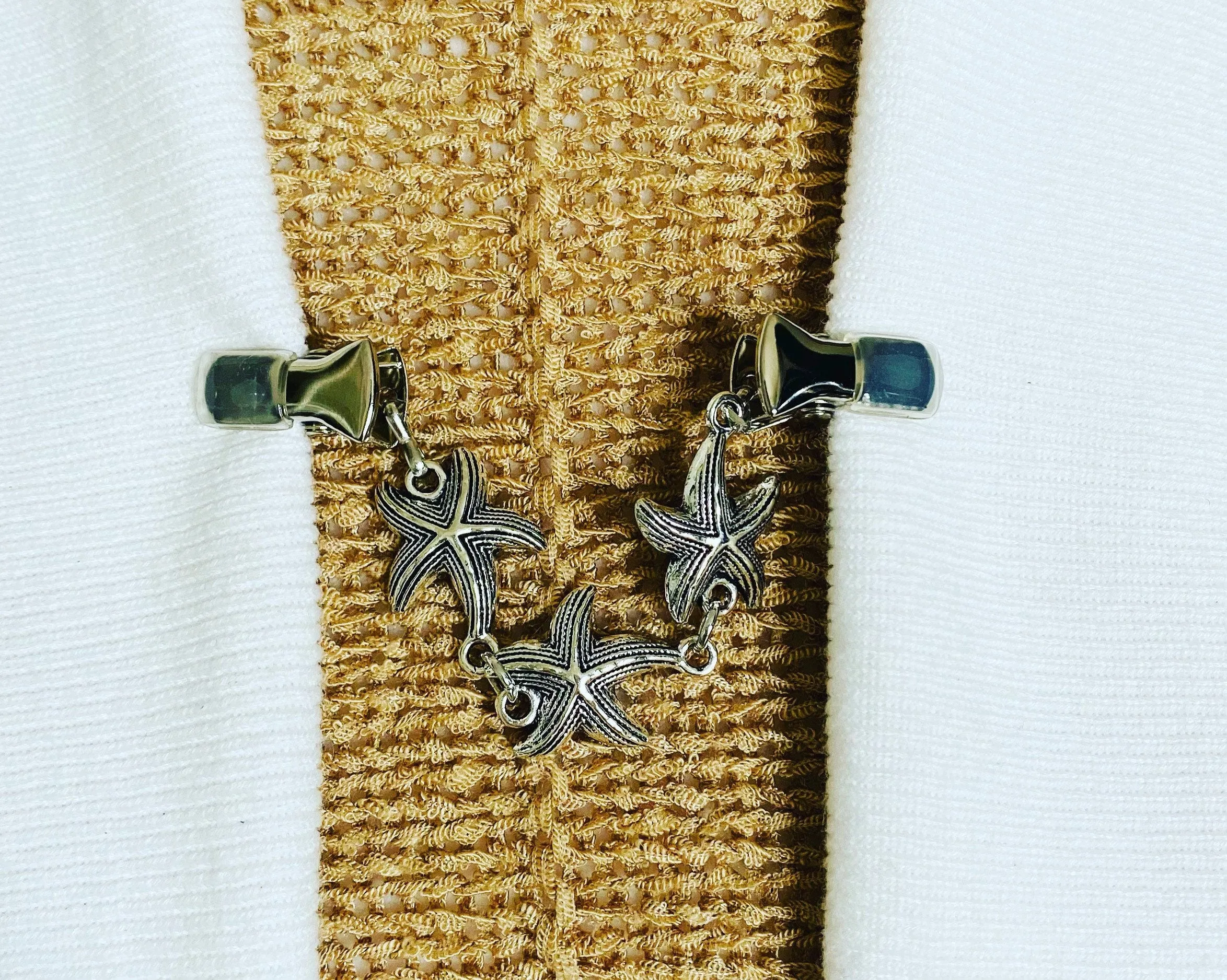 Sweater Clips Starfish Sweater Clip Silver Cardigan Clasp Star Fish Dress Clips Gift for Mom Gifts for Her by Fabulici