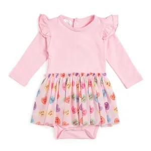 Sweet Wink | Candy Hearts Long Sleeve Tutu Bodysuit