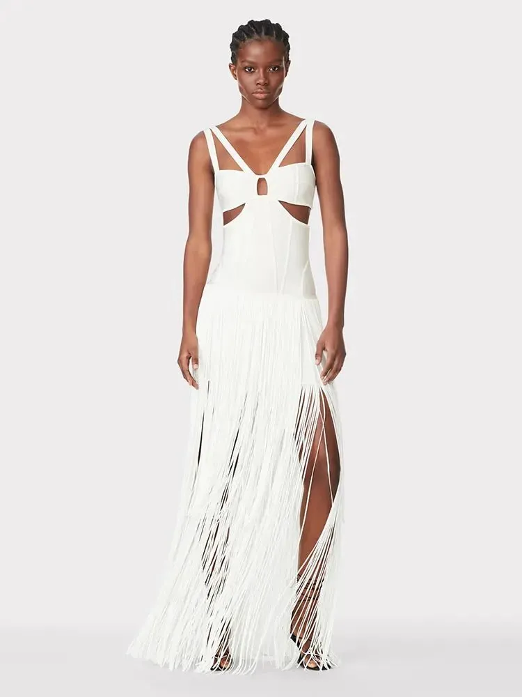 Tassel Maxi Cut out Bandage Dress