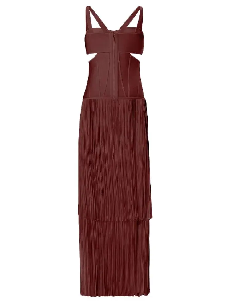 Tassel Maxi Cut out Bandage Dress