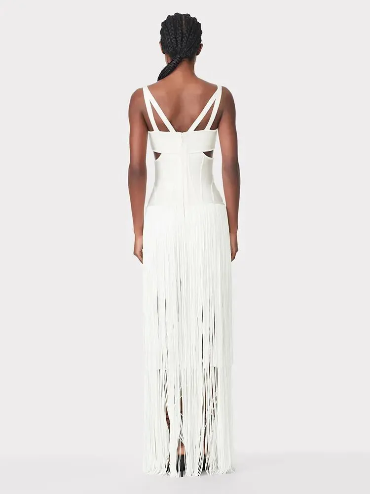 Tassel Maxi Cut out Bandage Dress