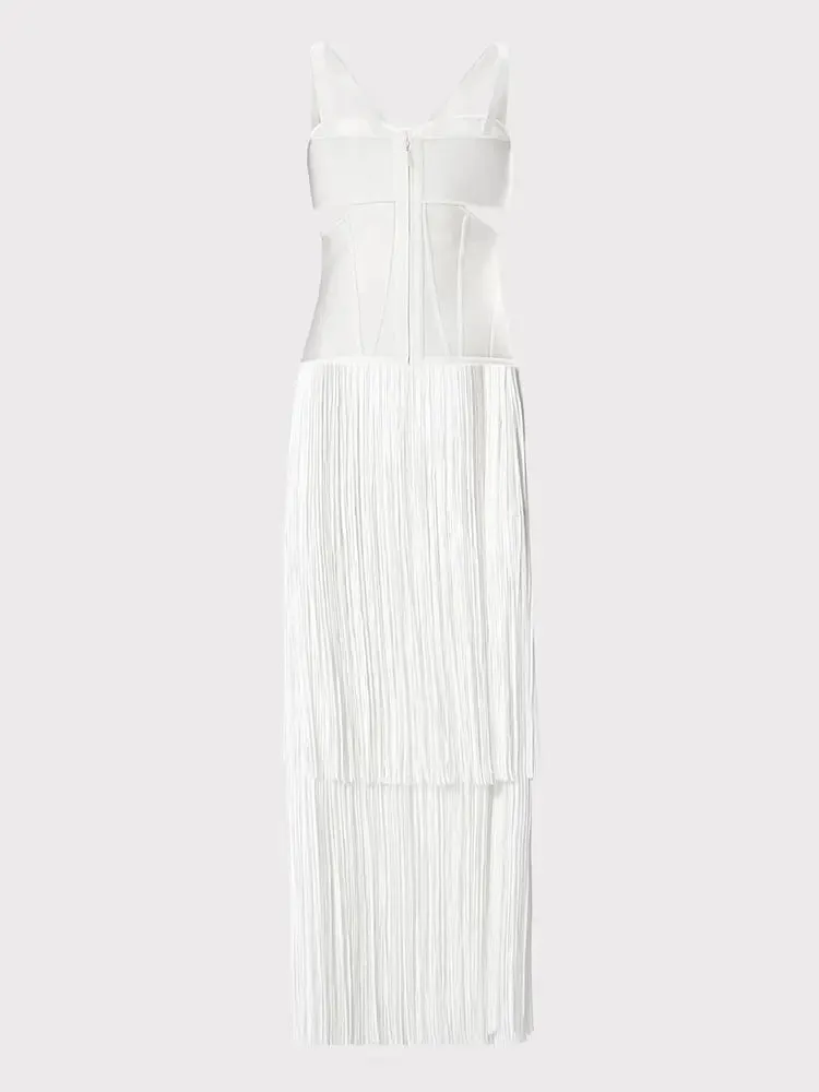 Tassel Maxi Cut out Bandage Dress