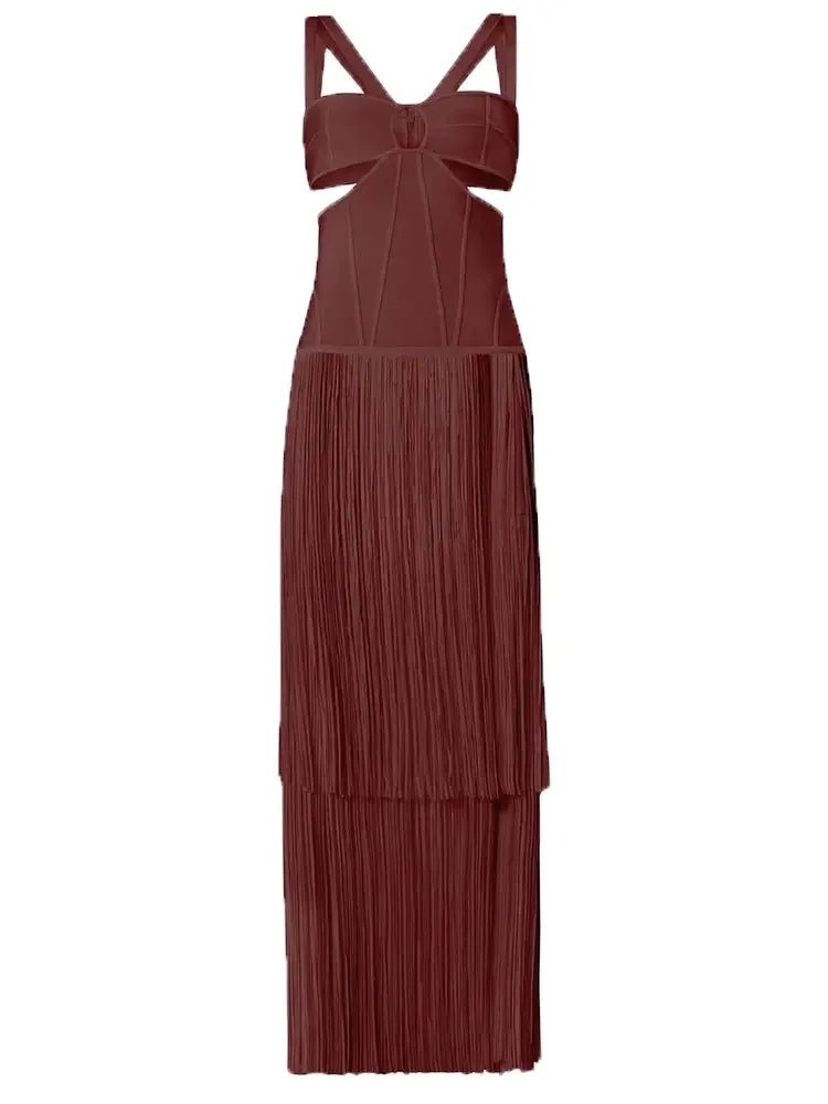 Tassel Maxi Cut out Bandage Dress