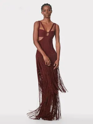 Tassel Maxi Cut out Bandage Dress