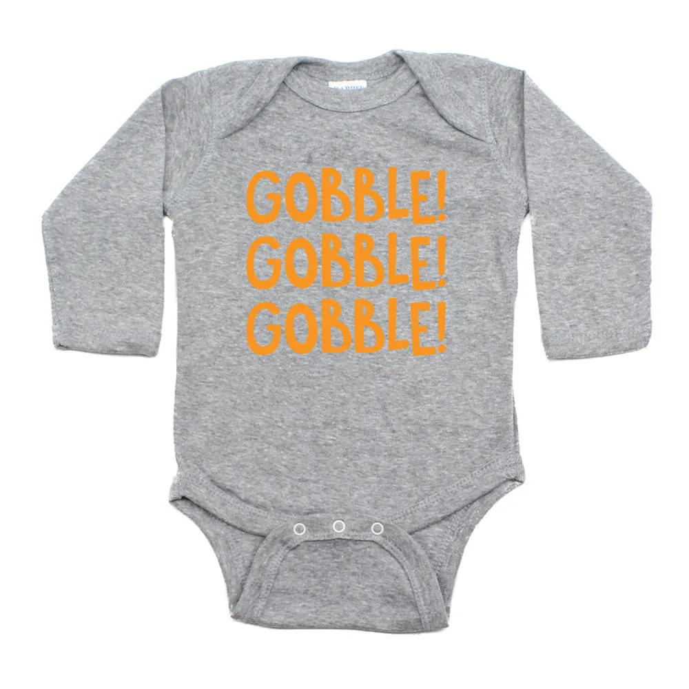 Thanksgiving Gobble Gobble Gobble Long Sleeve Infant Bodysuit