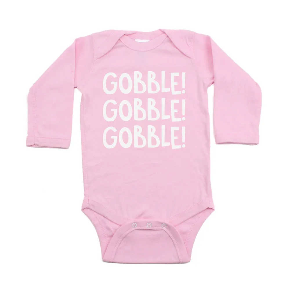 Thanksgiving Gobble Gobble Gobble Long Sleeve Infant Bodysuit