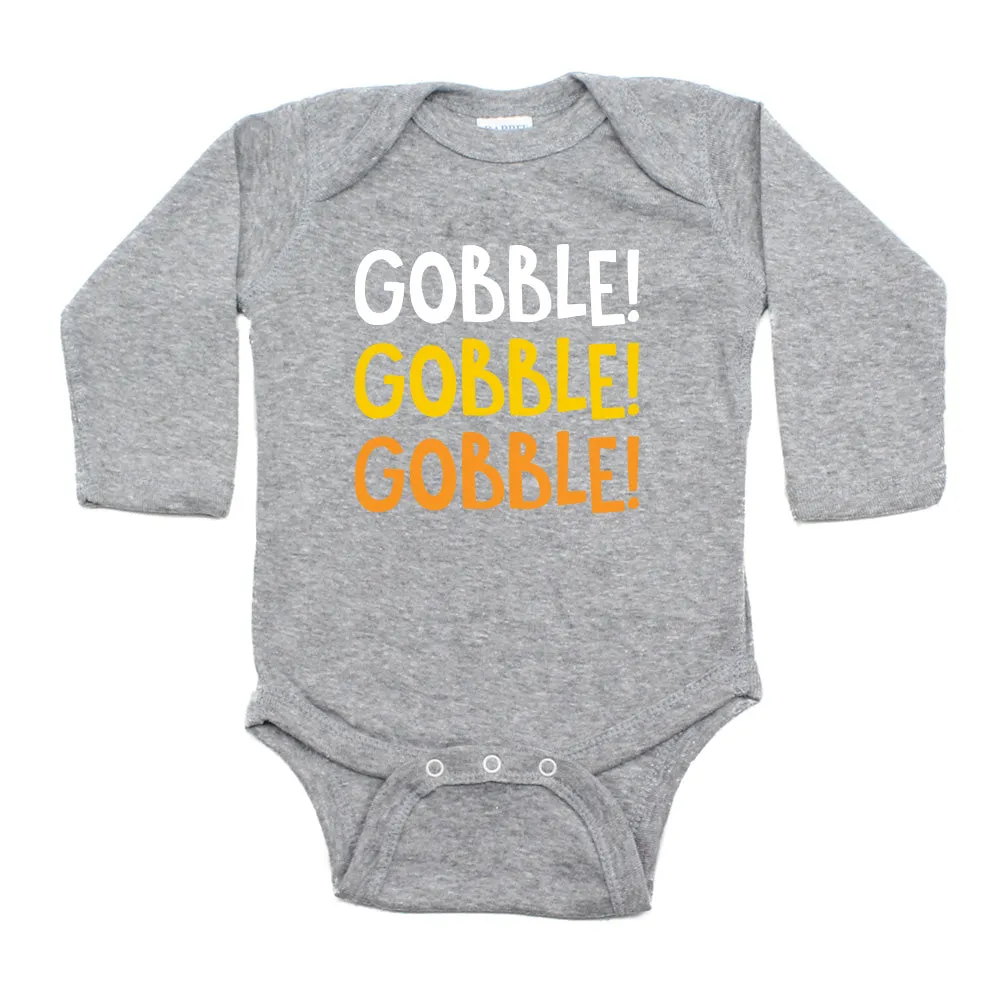 Thanksgiving Gobble Gobble Gobble Long Sleeve Infant Bodysuit