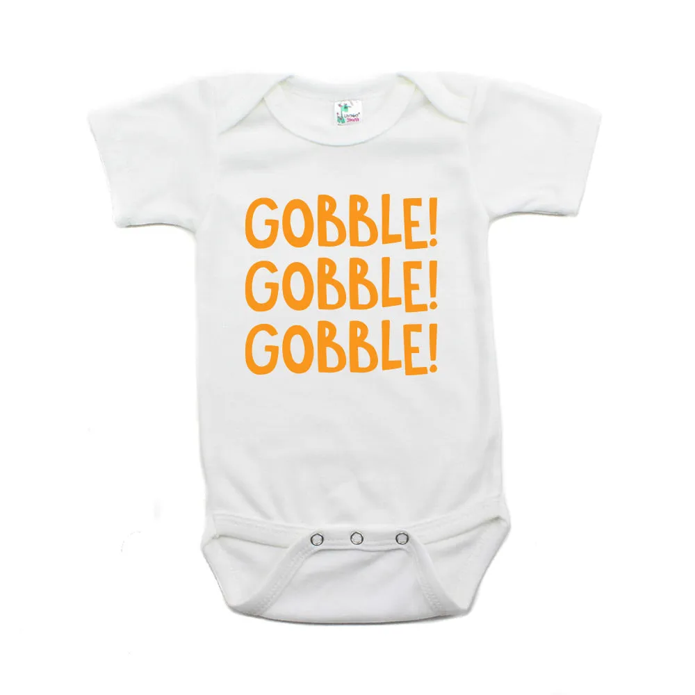 Thanksgiving Gobble Gobble Gobble Short Sleeve Infant Bodysuit