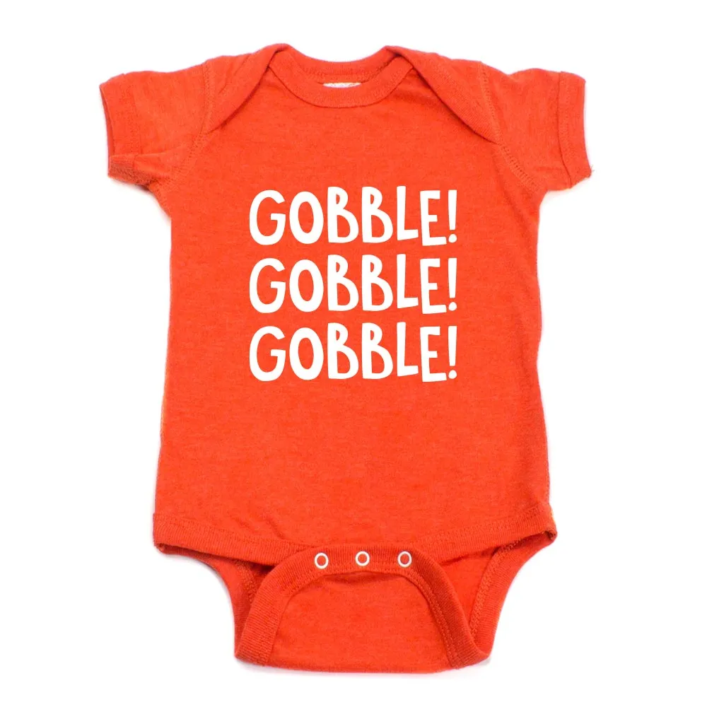 Thanksgiving Gobble Gobble Gobble Short Sleeve Infant Bodysuit