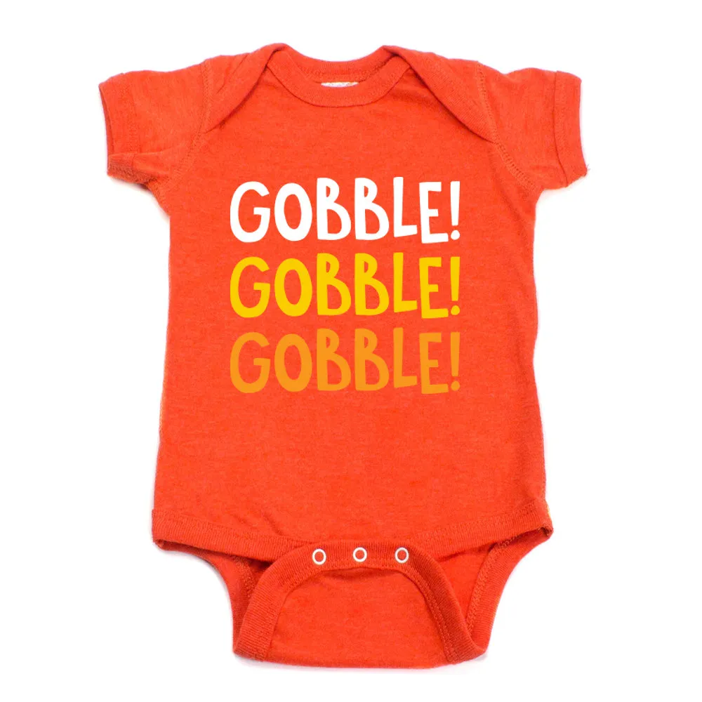 Thanksgiving Gobble Gobble Gobble Short Sleeve Infant Bodysuit