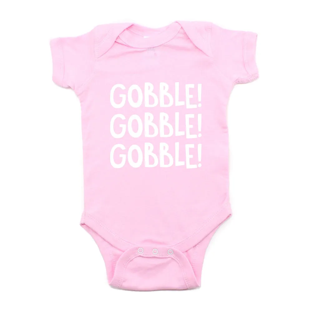 Thanksgiving Gobble Gobble Gobble Short Sleeve Infant Bodysuit
