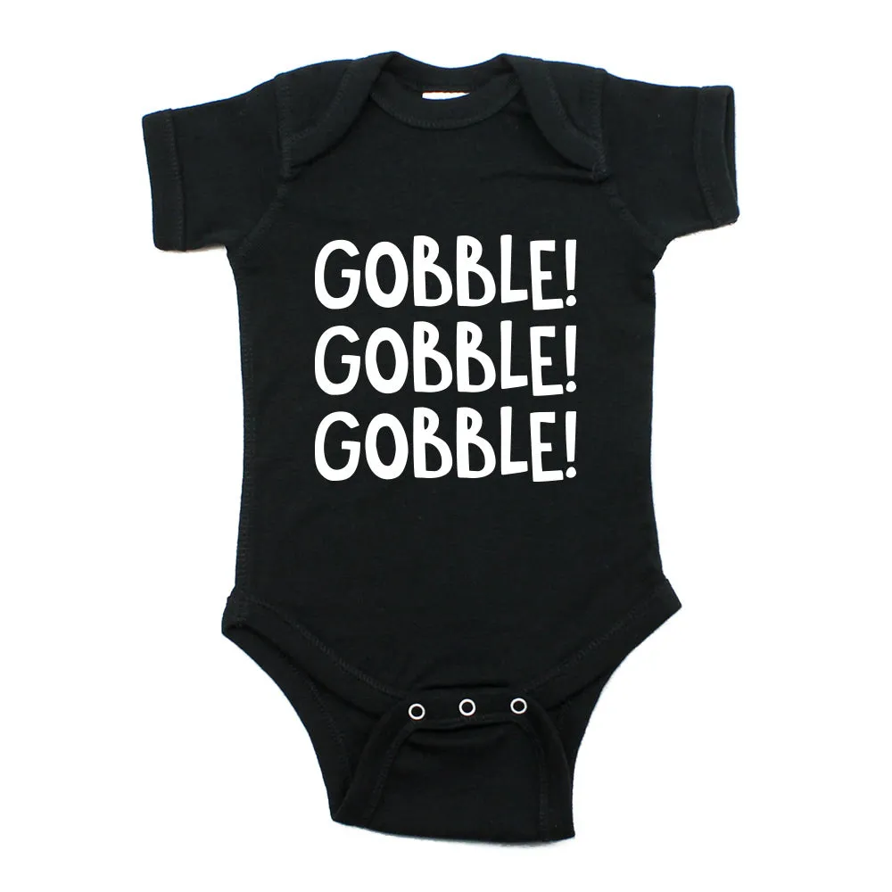 Thanksgiving Gobble Gobble Gobble Short Sleeve Infant Bodysuit