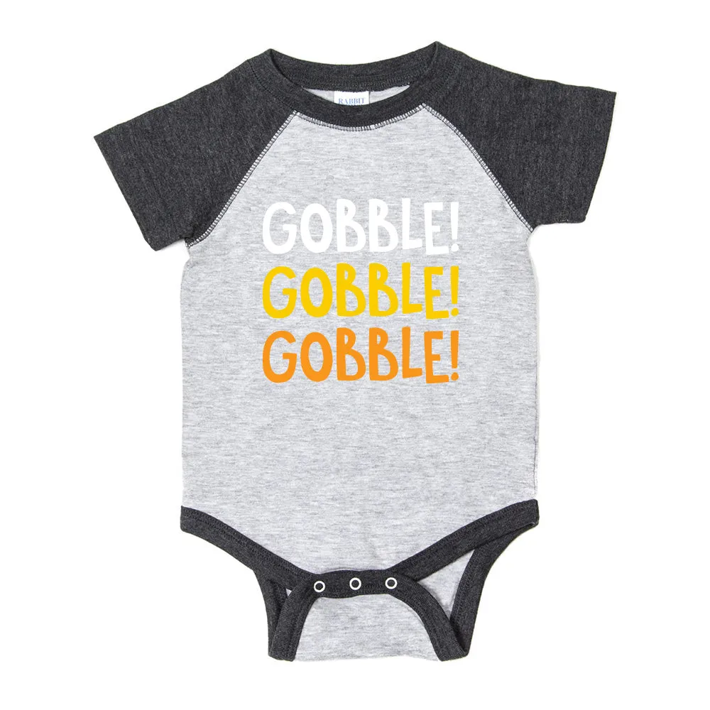 Thanksgiving Gobble Gobble Gobble Short Sleeve Infant Bodysuit