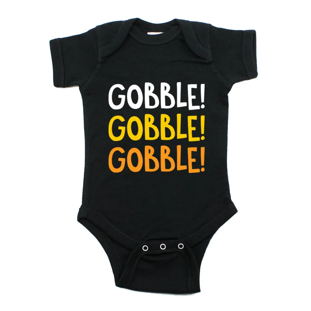Thanksgiving Gobble Gobble Gobble Short Sleeve Infant Bodysuit