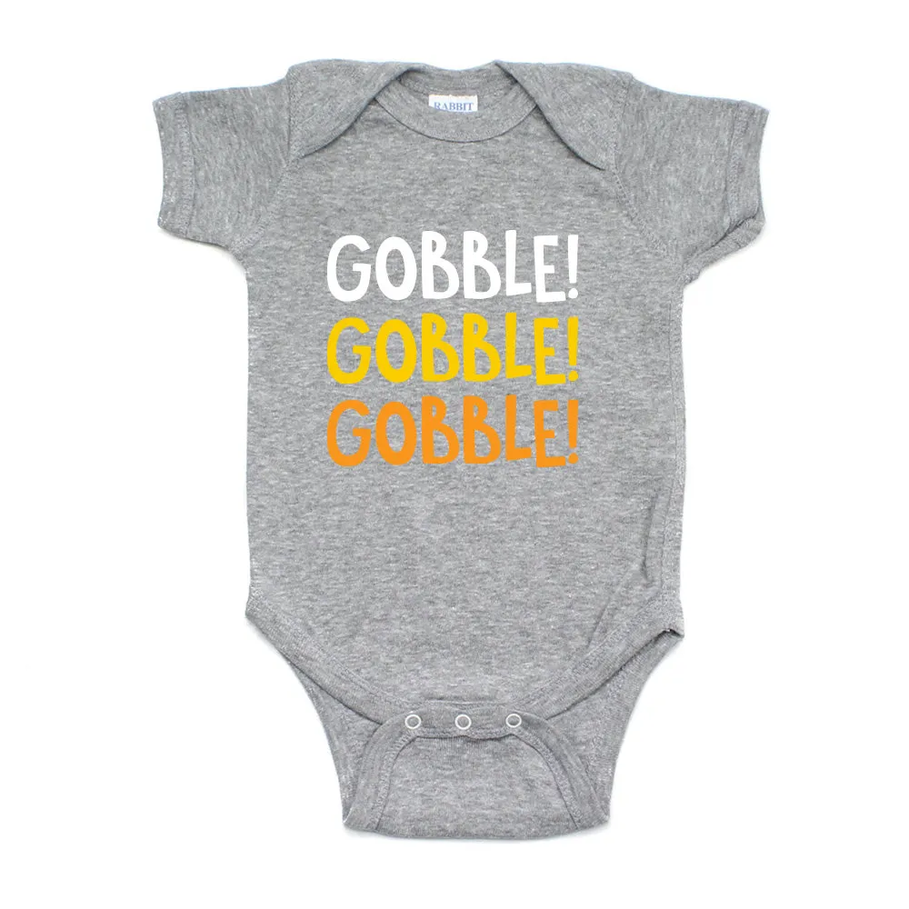 Thanksgiving Gobble Gobble Gobble Short Sleeve Infant Bodysuit