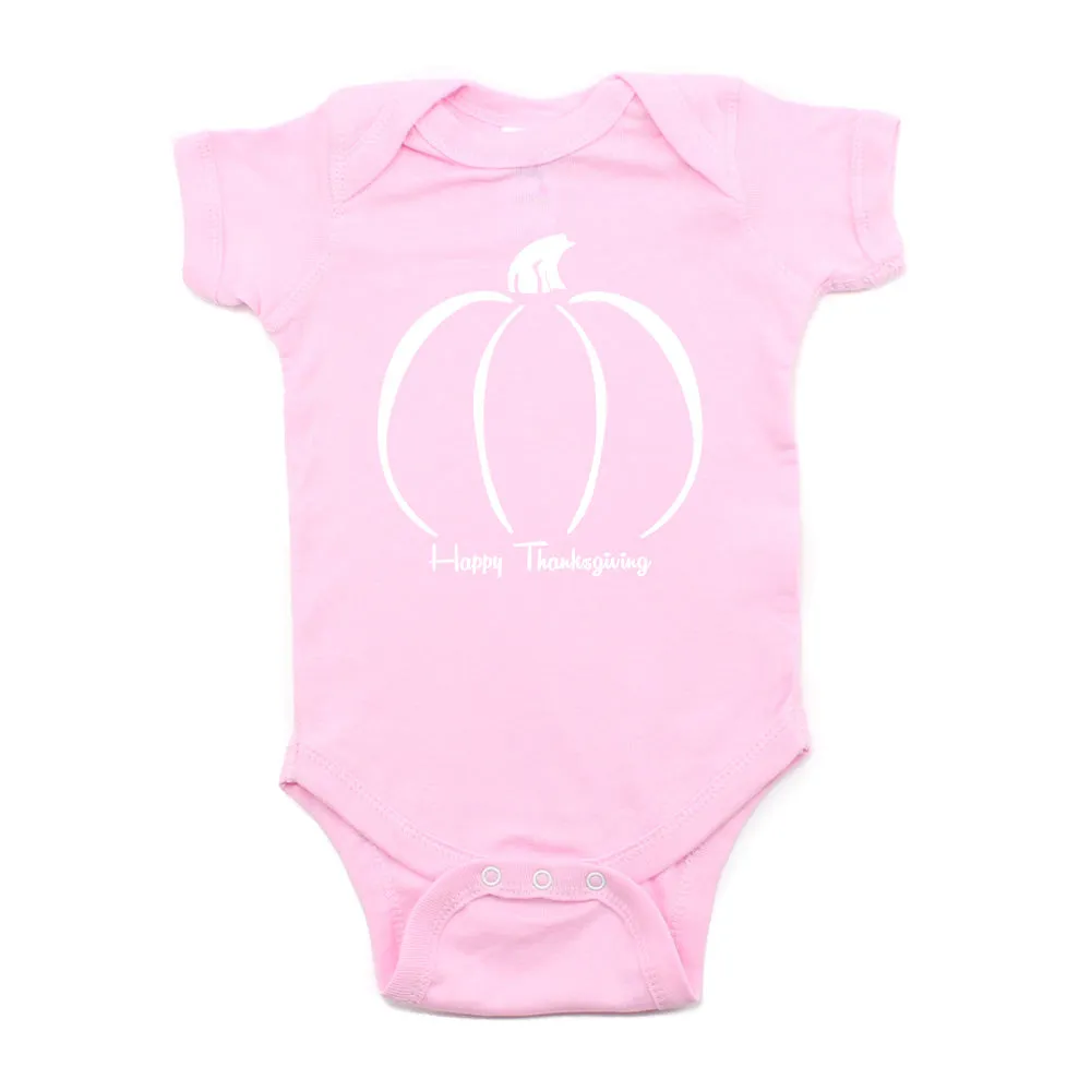 Thanksgiving Pumpkin Short Sleeve Baby Infant Bodysuit