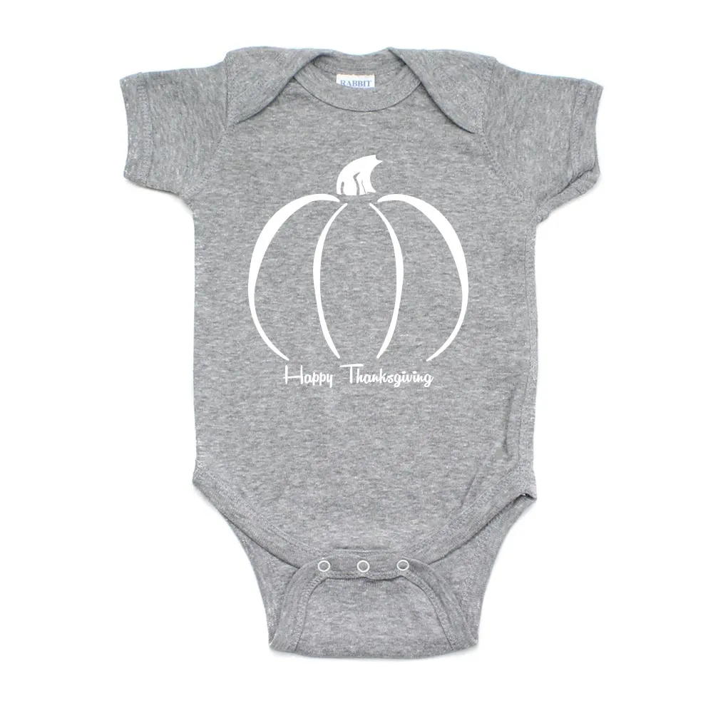 Thanksgiving Pumpkin Short Sleeve Baby Infant Bodysuit