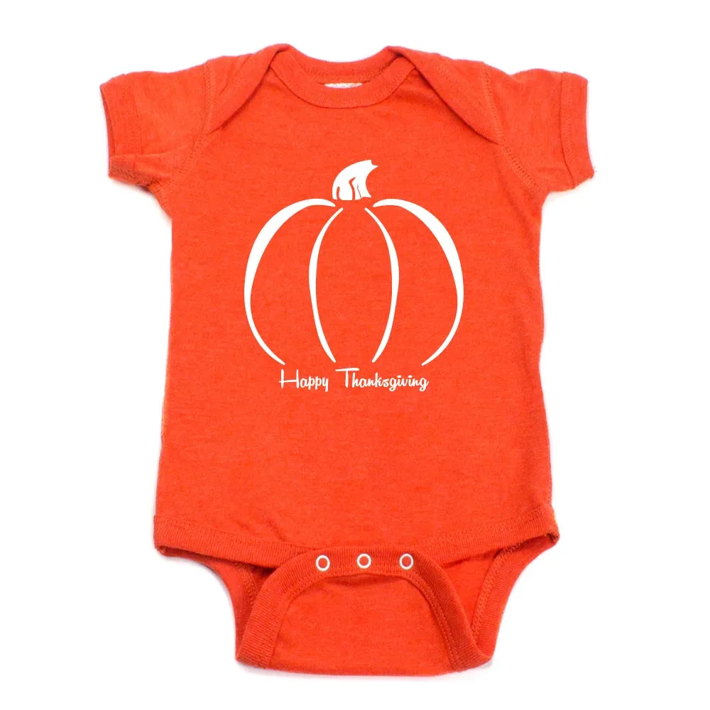 Thanksgiving Pumpkin Short Sleeve Baby Infant Bodysuit