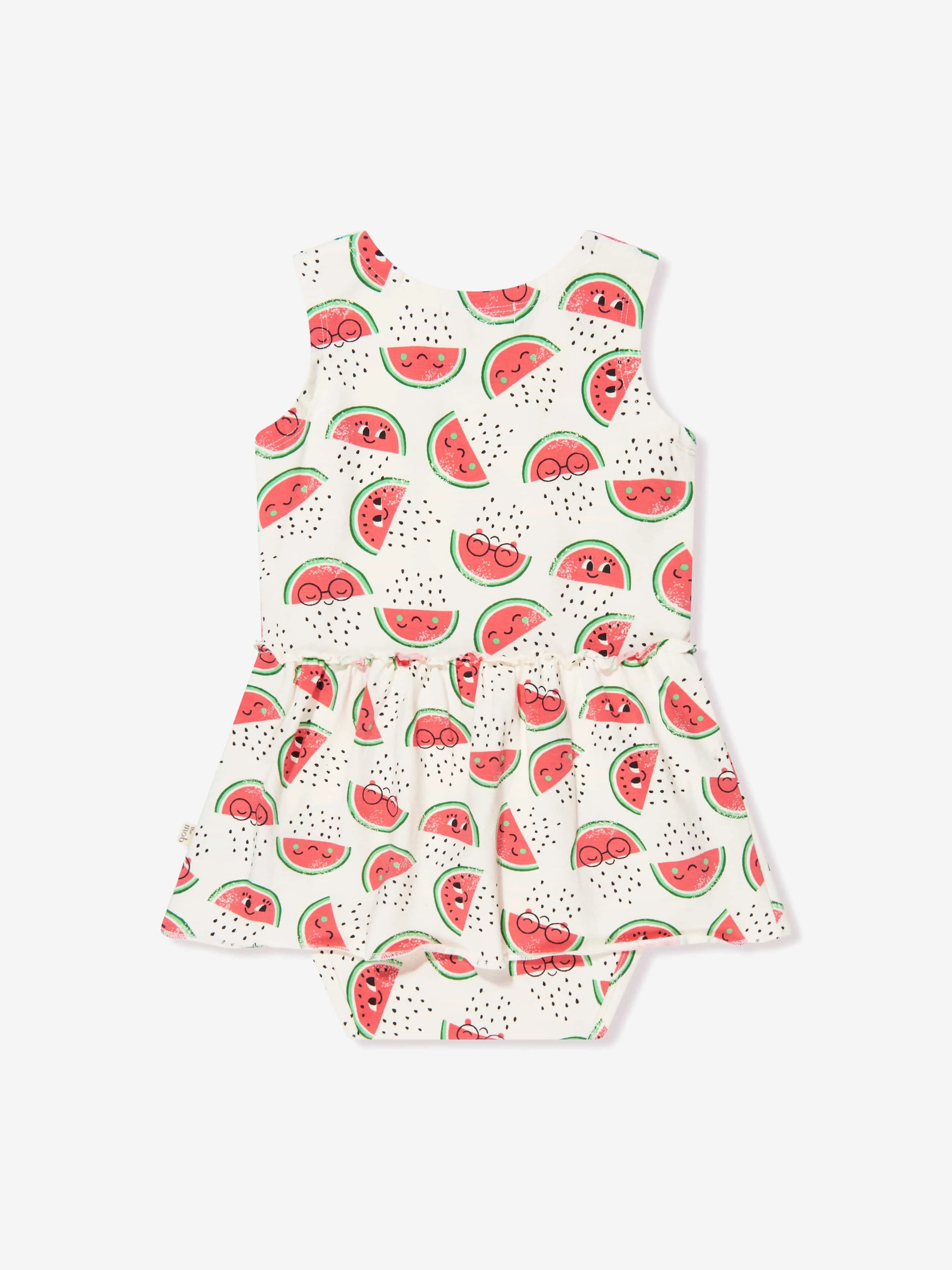 The Bonnie Mob Baby Girls Organic Cotton Watermelon Bodysuit With Skirt in Ivory