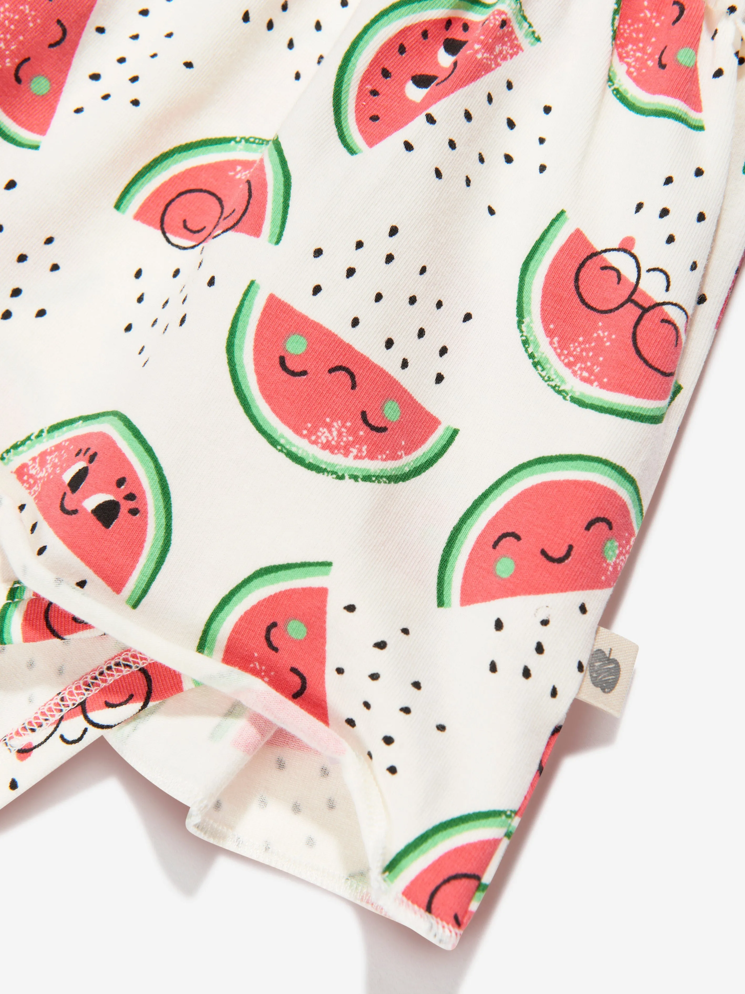 The Bonnie Mob Baby Girls Organic Cotton Watermelon Bodysuit With Skirt in Ivory