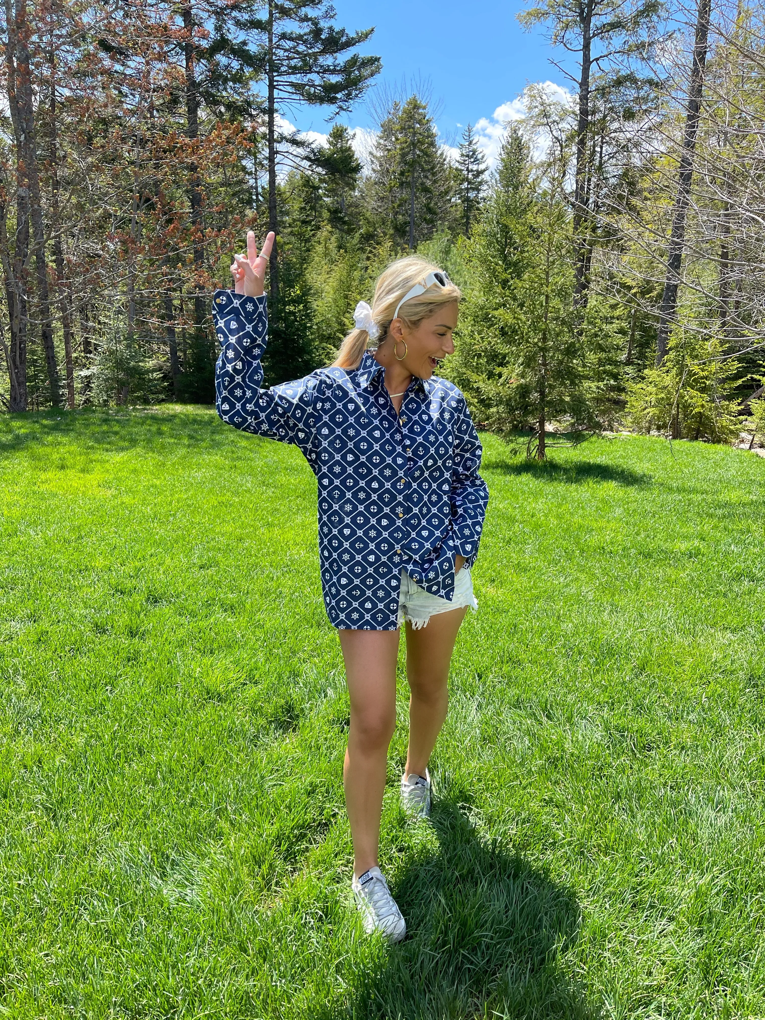 The Boyfriend Shirt in Navy Nautical