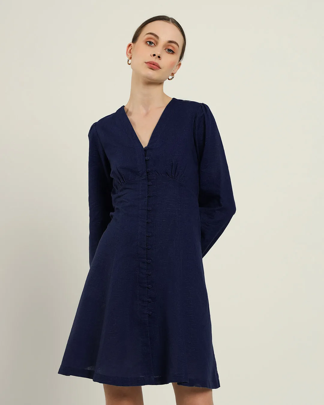 The Dafni Daisy Midnight Blue Linen Dress