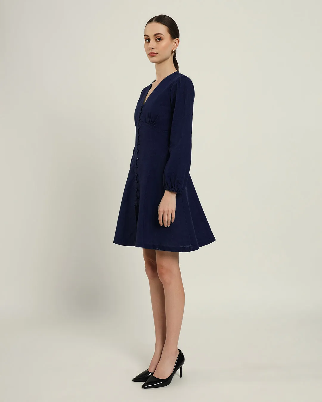 The Dafni Daisy Midnight Blue Linen Dress
