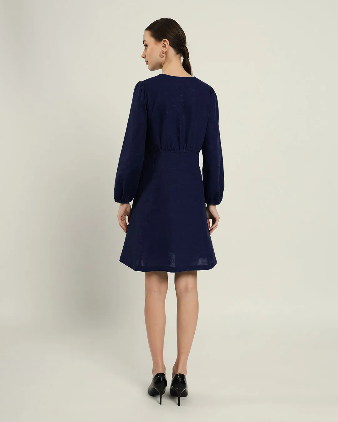 The Dafni Daisy Midnight Blue Linen Dress