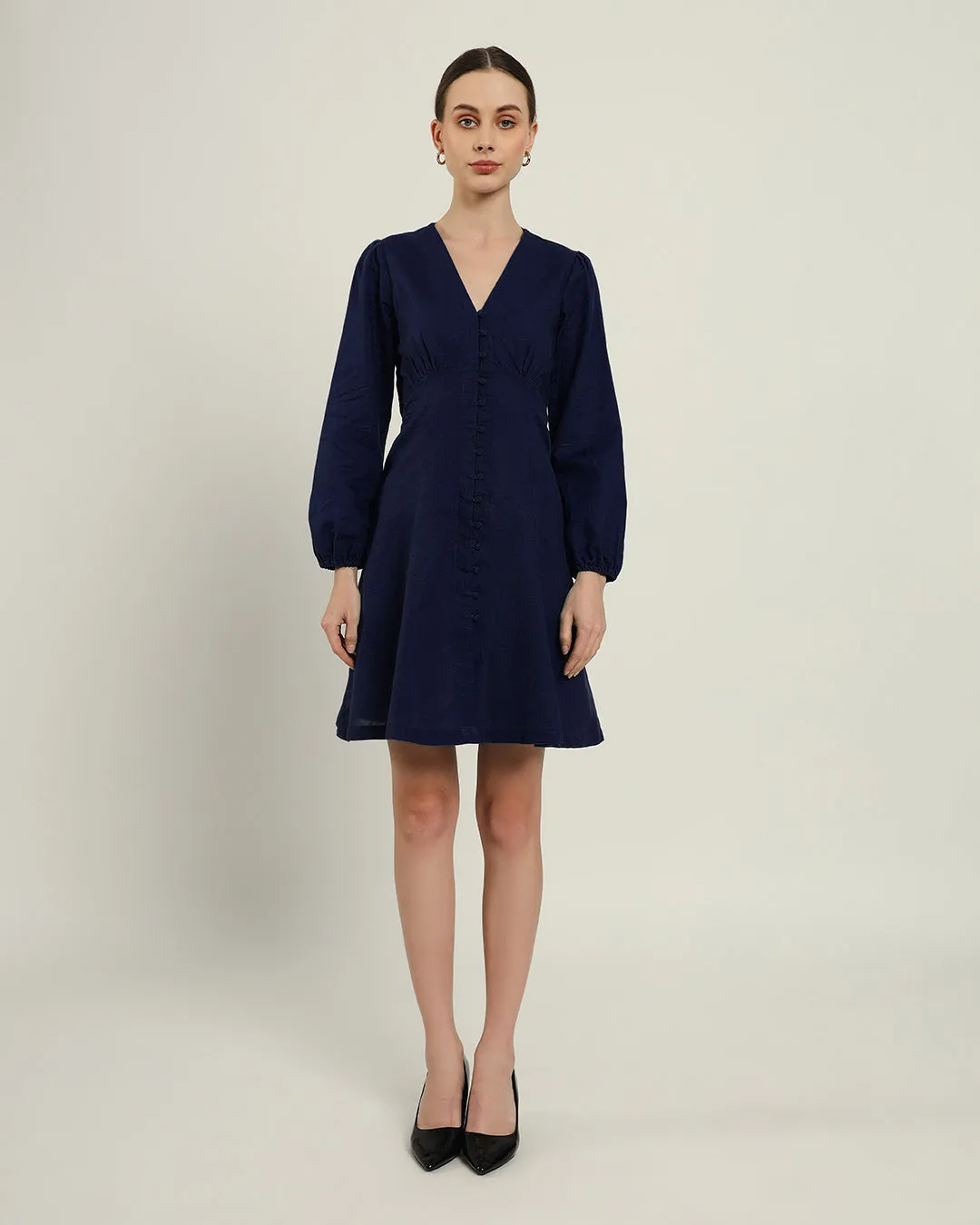 The Dafni Daisy Midnight Blue Linen Dress