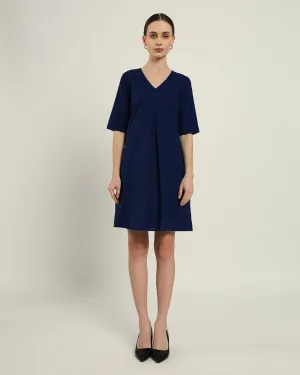 The Giza Daisy Midnight Blue Linen Dress