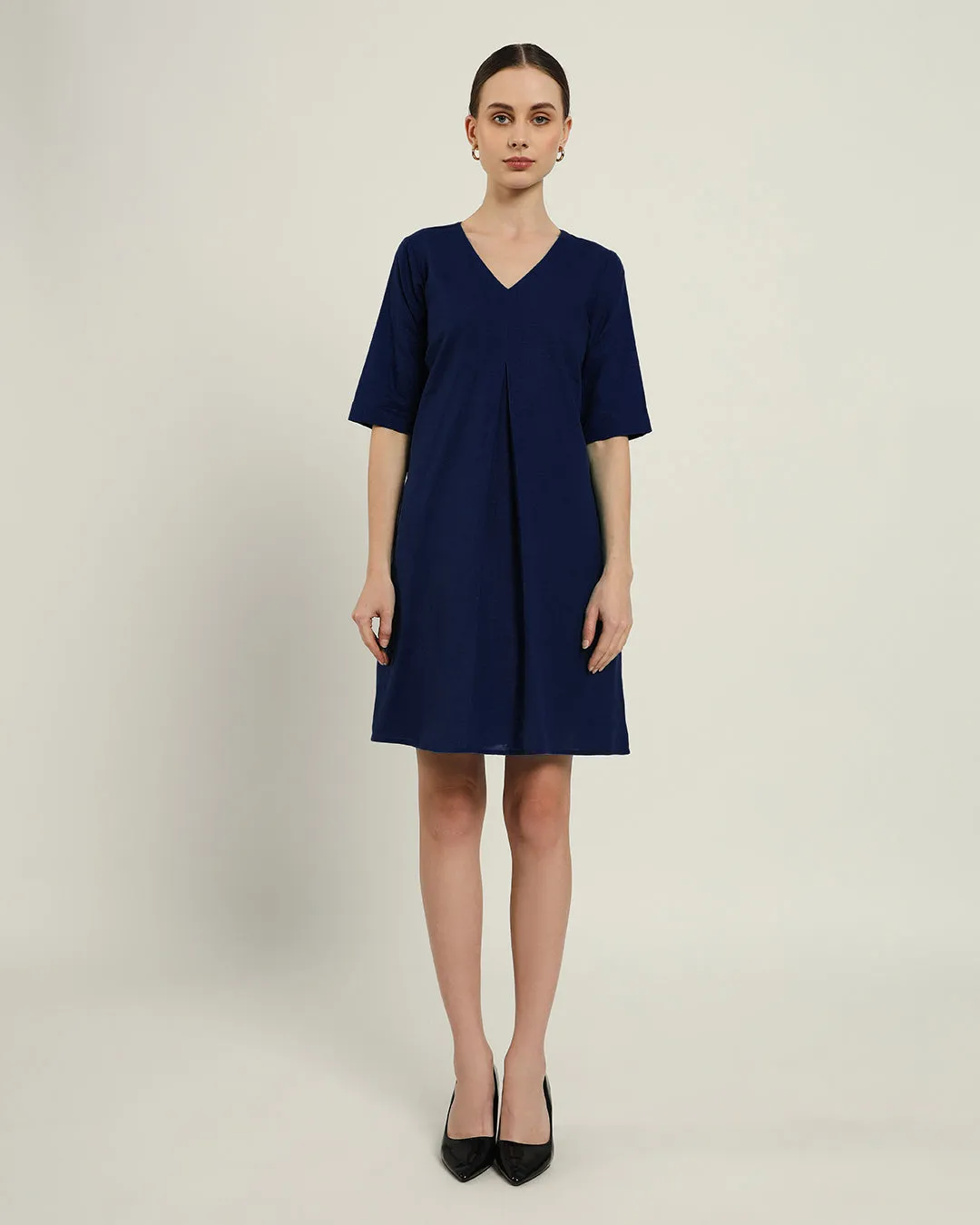 The Giza Daisy Midnight Blue Linen Dress