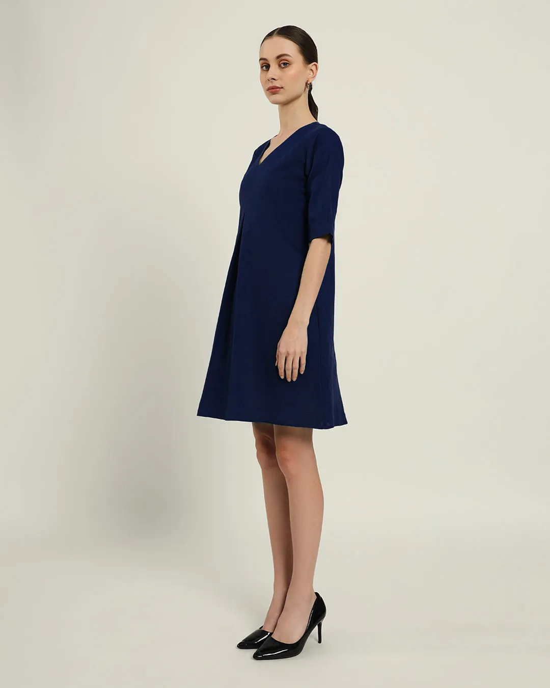 The Giza Daisy Midnight Blue Linen Dress