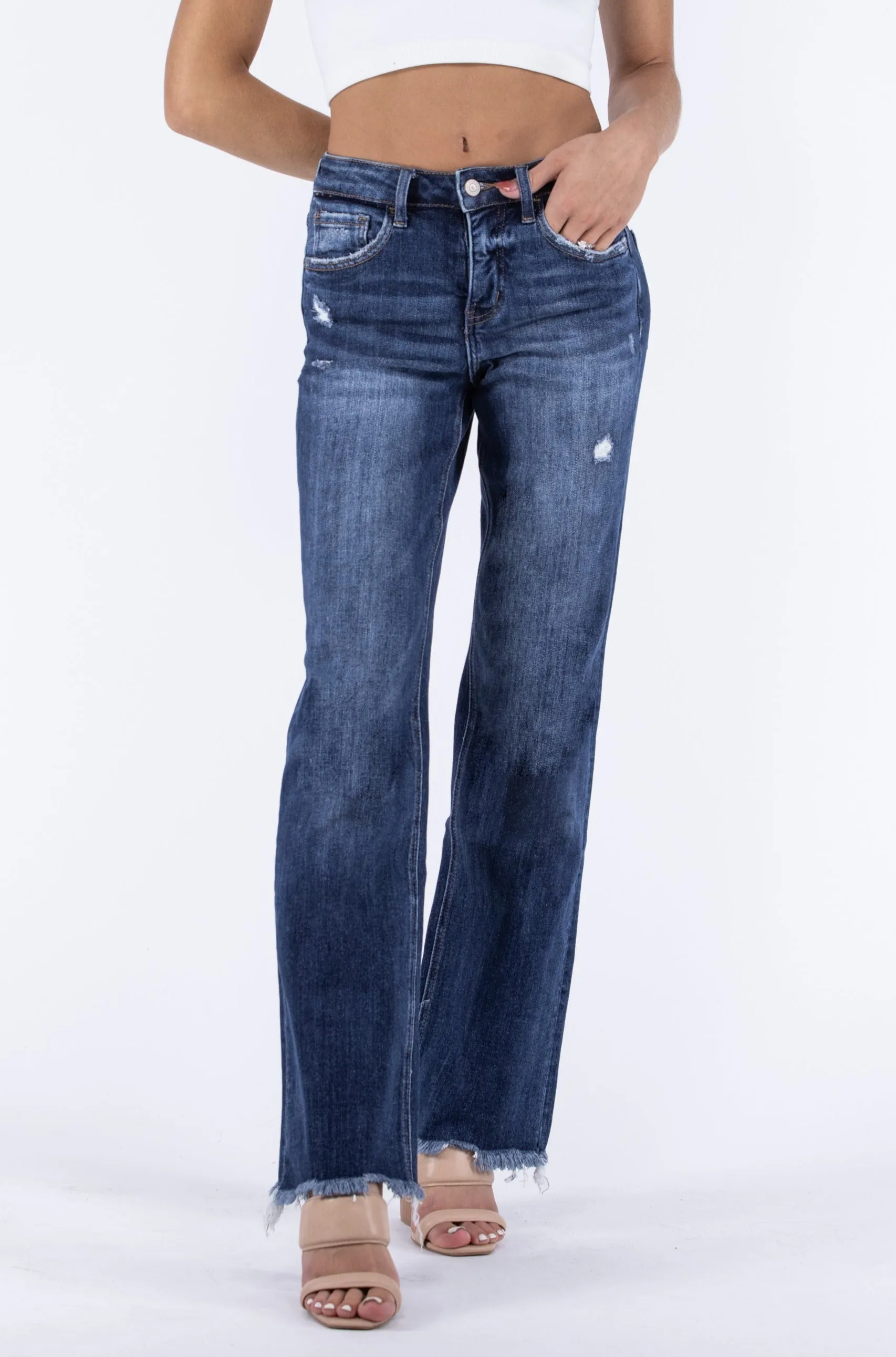 The Paxton from Lovervet: Tummy Control High-Rise Frayed Hem Dad Denim