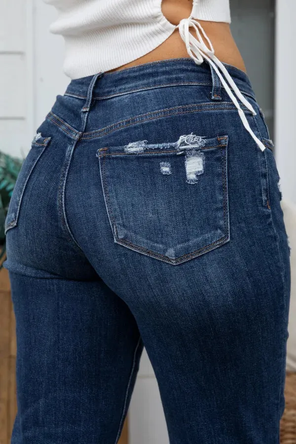 The Paxton from Lovervet: Tummy Control High-Rise Frayed Hem Dad Denim