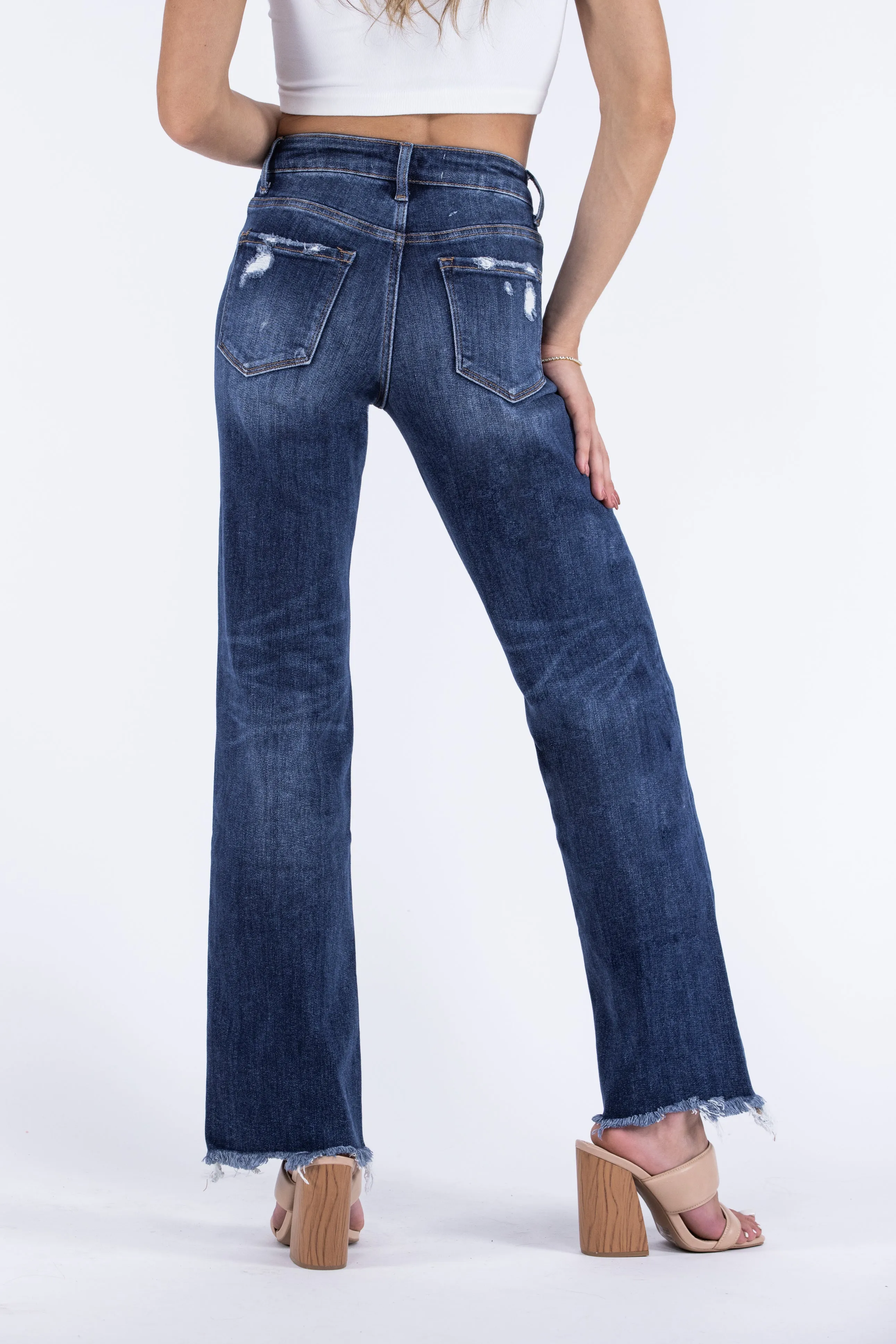 The Paxton from Lovervet: Tummy Control High-Rise Frayed Hem Dad Denim