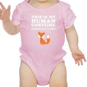 This Is My Human Costume Fox Baby Pink Bodysuit