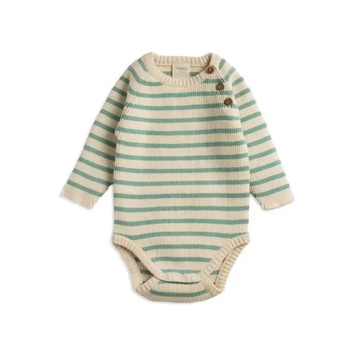Tiny Twigs W23 Organic Knitted Bodysuit Emerald Stripes TTW23-K1A
