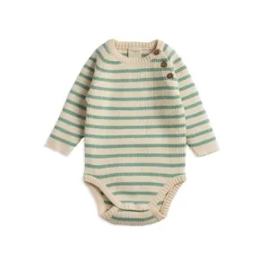 Tiny Twigs W23 Organic Knitted Bodysuit Emerald Stripes TTW23-K1A