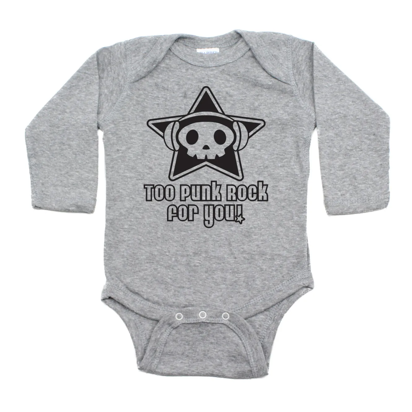 Too Punk Rock For You Skull Long Sleeve Baby Infant Bodysuit