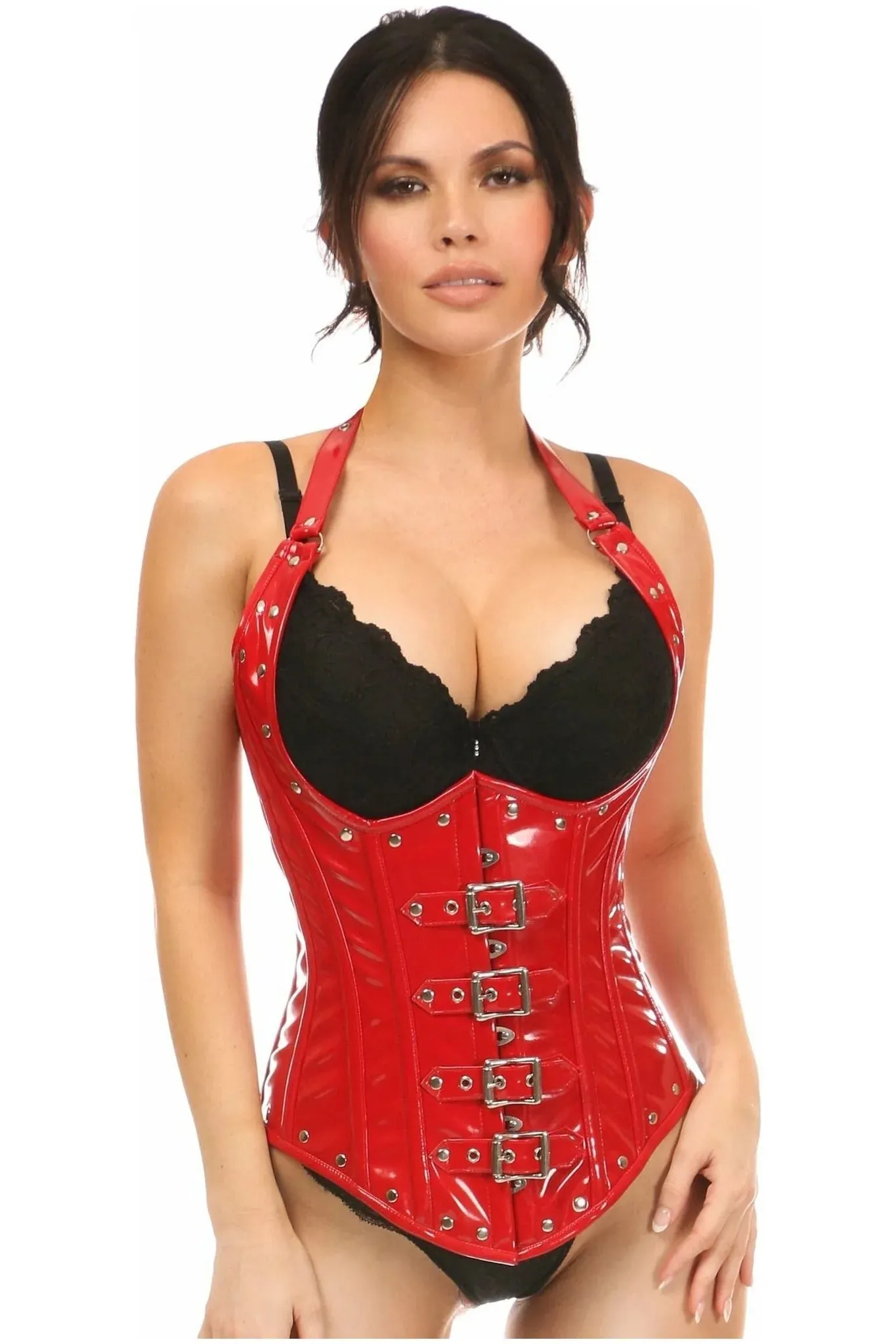 Top Drawer Steel Boned Patent PVC Vinyl Underbust Corset Top