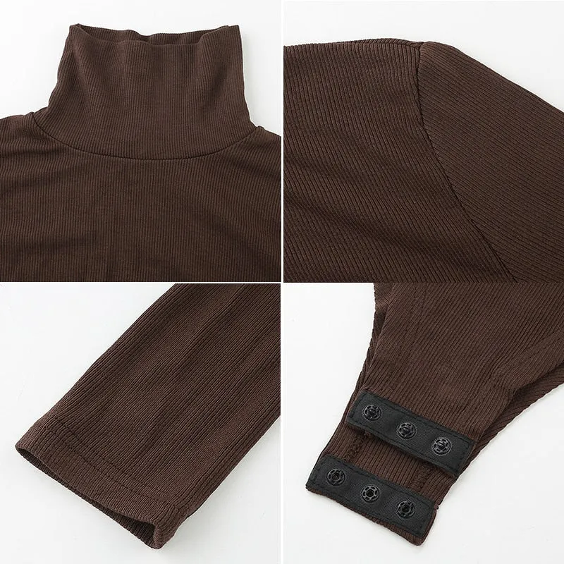 Turtleneck Long Sleeve Ribbed Bodysuit